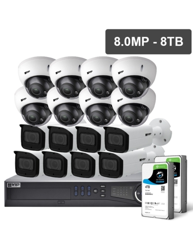 VIP Vision Pro Series 16 Camera 8.0MP IP Surveillance Kit (Motorised, 8TB)
