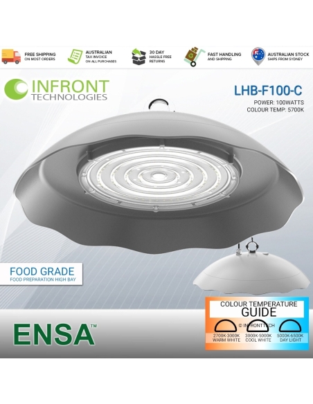 ENSA Professional 100W Food Grade LED High Bay LHB-F100-C