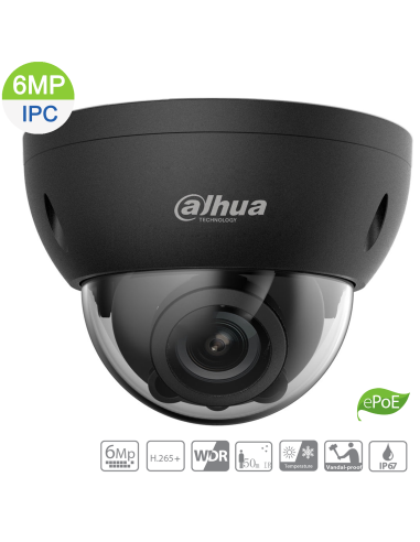 Dahua 6MP IP Vandal Dome Black Motorized DH-IPC-HDBW5631RP-ZE-27135-BLK