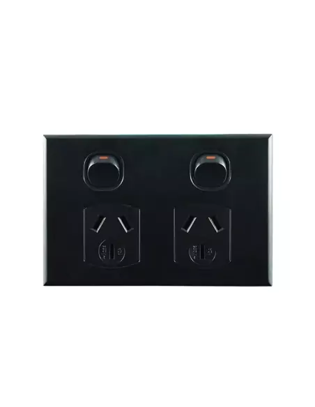 Connected SwitchgearBasix S Series Black Double PowerPoint - CS-BS-POD10B