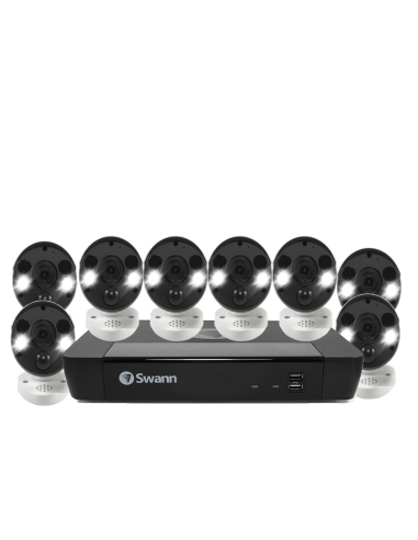 Swann 8 Channel 5MP Super HD NVR-8580 with 2TB HDD & 8 x 5MP Thermal Sensing Spotlight IP Security Cameras NHD-865MSFB