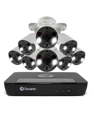 Swann 8 Channel 4K Ultra HD NVR NVR-8580 with 2TB HDD & 8 x 4K Spotlight IP Security Cameras NHD-887MSFB
