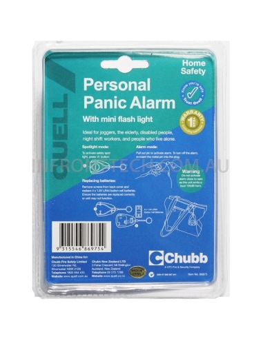 Quell Personal Panic Alarm Packaging Rear