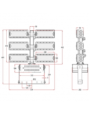 Ensa 720W Adjustable LED Flood Light (6500K) - LFL-F720-C