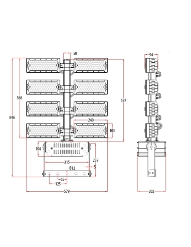 Ensa 960W Adjustable LED Flood Light (6500K) - LFL-F960-C