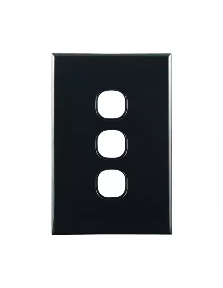 Connected Switchgear Basix S Series Grid Plate Black 3 Gang - CS-BS-PB3B