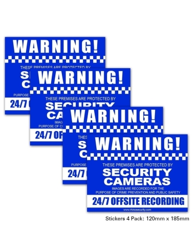 CCTV Warning Sign Stickers 4 Pack (2 x Rear & 2 x Front)