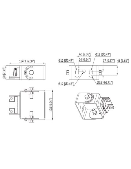 Diagram of Ensa Trunnion Wall Adjustable Bracket for LSL-B Street Lights Diagram of Ensa Trunnion Wall Adjustable Bracket for LSL-B Street Lights