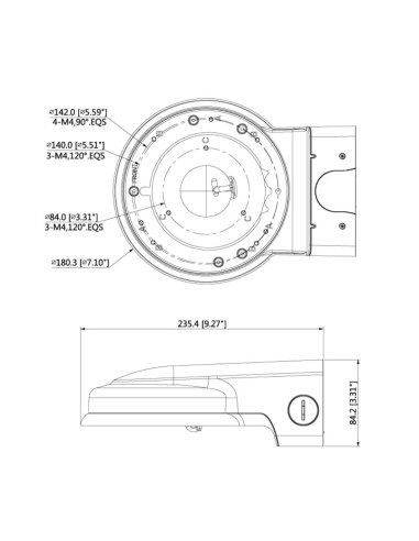 Rhino Rain Cover Dome Camera Bracket - VSBKTB211W