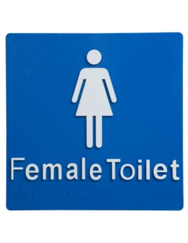 Female Toilet Braille Sign Blue / White