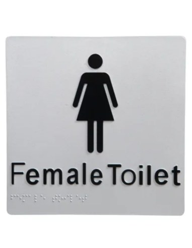 Female Toilet Braille Sign Silver / Black