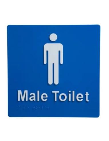 Male Toilet Braille Sign Blue / White