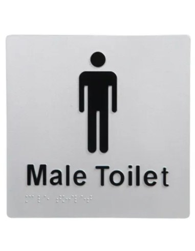 Male Toilet Braille Sign Silver / Black