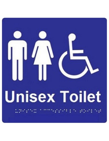 Unisex Accessible Toilet Braille Sign Blue / White