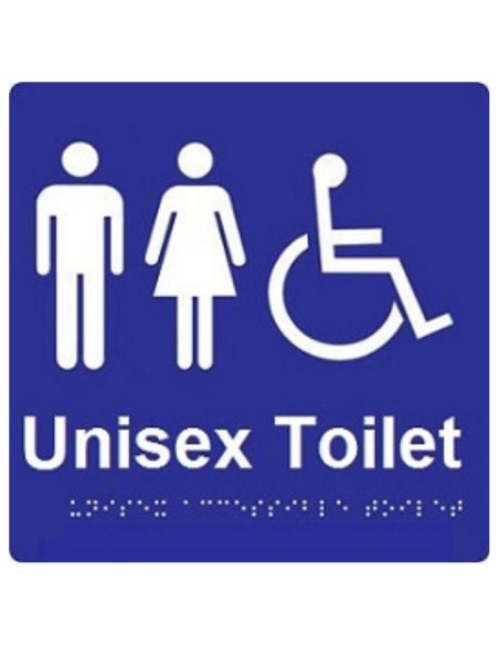 Dolphy Unisex Accessible Toilet Braille Sign Blue / White - DTBS0007