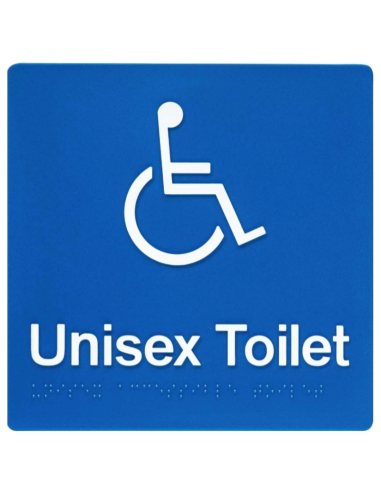 Unisex Disabled Toilet Braille Sign Blue / White