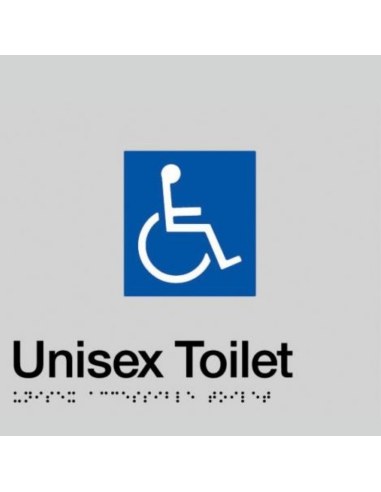 Unisex Disabled Toilet Braille Sign Silver / Black