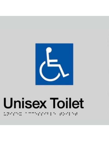 Dolphy Unisex Disabled Toilet Braille Sign Silver / Black - DTBS0006