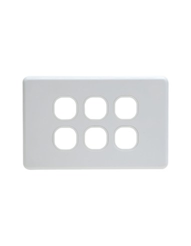 Switch Grid Plate 6 Gang - White