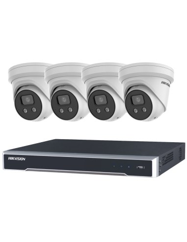 Hikvision 4CH NVR 3TB 4x Acusense PoE 8MP/4K 2.8MM Dome Cameras CCTV Kit