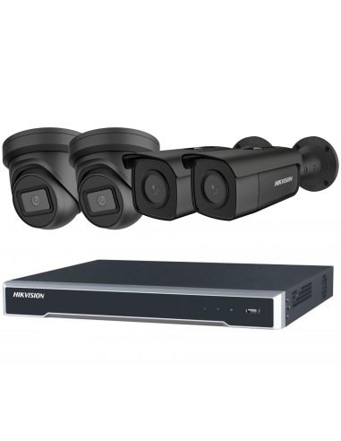 Hikvision 8MP 8CH 3TB NVR 4 x IP Darkfighter 2.8MM Black Bullet & Dome Cameras CCTV Kit