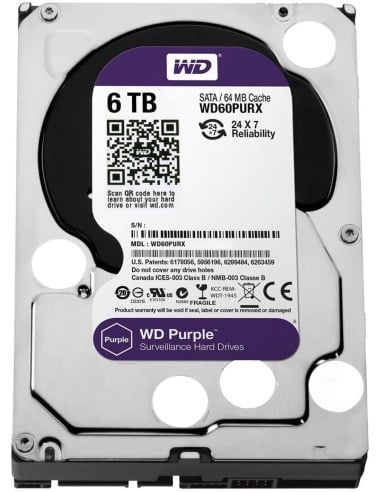 WD Purple Surveillance 6TB Hard Drive - WD63PURZHD6TB-WD