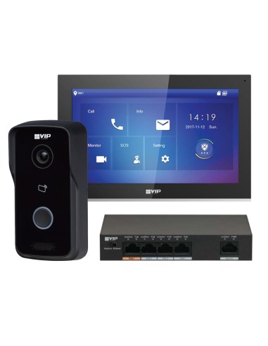 VIP Vision Residential Series Large 10" IP PoE Intercom Kit Mobile Remote Viewing - INTIPRKITM