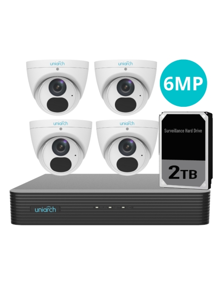 Uniarch 4CH KIT with 6MP 4 X Starlight Fixed Kit-UNA-4062W
