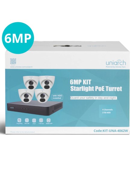 Uniarch 4CH KIT with 6MP 4 X Starlight Fixed Kit-UNA-4062W