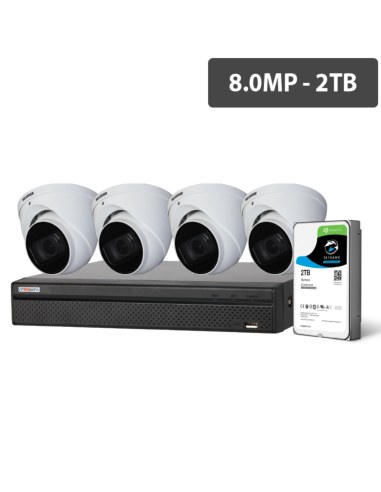 Watchguard Compact 8Ch 2TB HDD HDCVI Surveillance Kit with 4x 8MP Motorised Cameras - CVRKIT-C882M-4