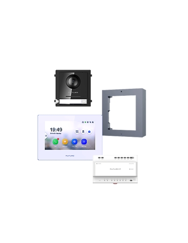 FUTURO IP 2-Wire Residential Kit with Surface Mount Door Station, Distributor and 7" Monitor in White