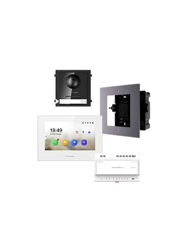 FUTURO IP 2-Wire Residential Kit with Flush Mount Door Station, Distributor and 7" Monitor in White
