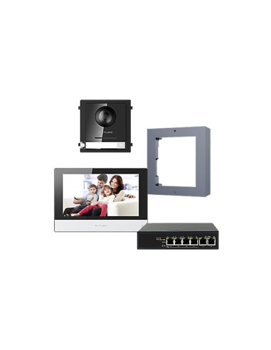 FUTURO IP Intercom KIT 7" Monitor and Surface Mount Door Station with POE Switch - Black