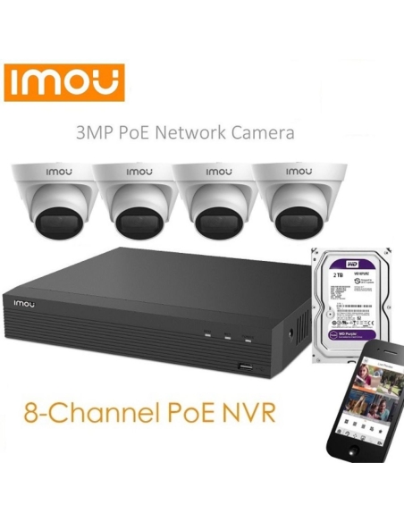 Imou 8ch NVR With 2TB HDD and 3MP IP Camera IMOU KIT/N18P-2T/4-IPC-T33P-PL