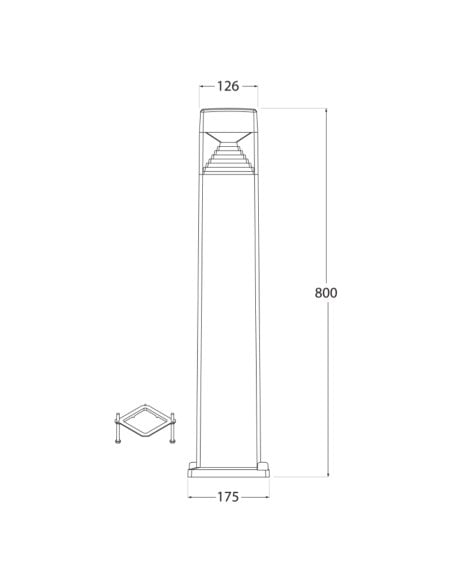 Fumagalli Ester 10W Square LED Bollard (Grey) - FU-EST-10G