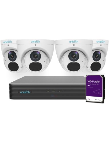 UNIA-Kit-UNA-4041W Uniarch 4CH Kit With 4 X 4MP EasyStar Fixed Turret Network Cameras (In a Kit Box) - by Uniview