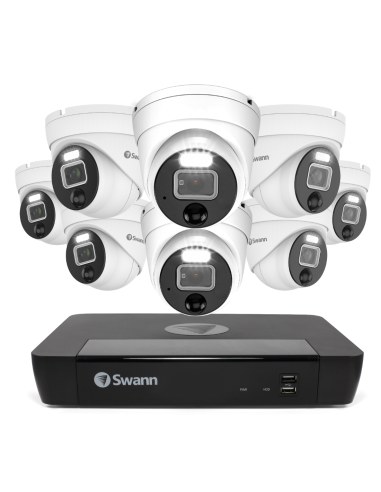 Swann 12MP 8CH Pro Enforcer 2TB 8x1200D Dome Spot Light Cameras - SWNVK-890008D