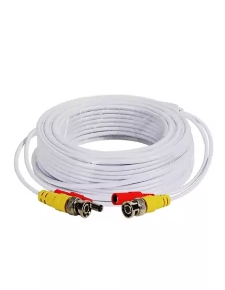 18 Metre White BNC & Power Cable for Analogue CCTV TVI AHD CVI D1 960H upto 5MP