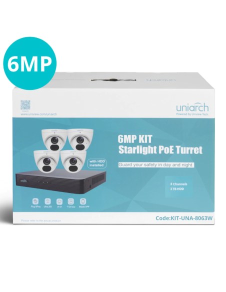 Uniarch 8CH Kit with 6MP 4 X Starlight Fixed Kit-UNA-8063W-PL