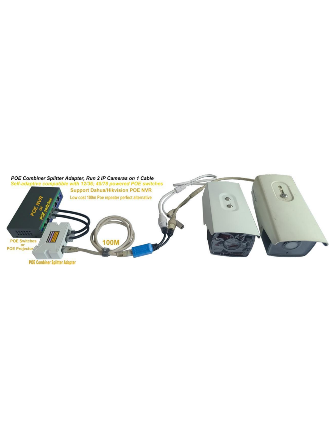 1 LAN Cable Convert & Connect to 2 IP Cameras using Rj45 Splitter/Coupler 