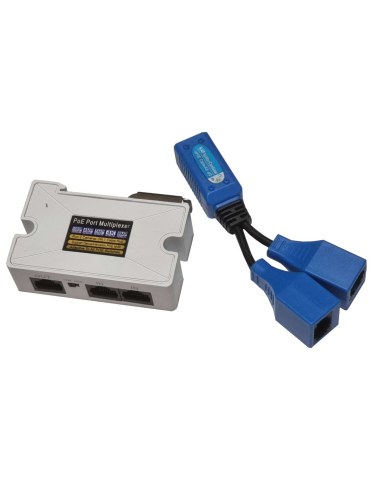 Ethernet Splitter POE Port Multiplexer use 2 Cameras over 1 Cable | RJ45 Socket - 2x Sockets