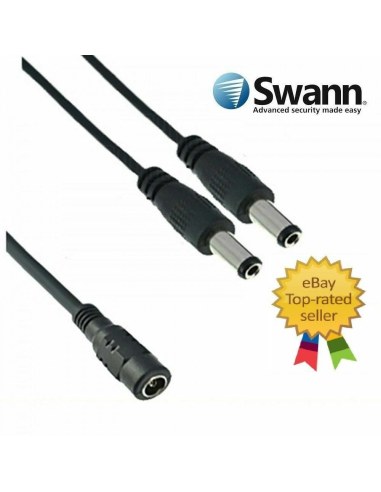 Swann 1 to 2 Way Power Splitter Multiplier CCTV Security DVR Cameras Black