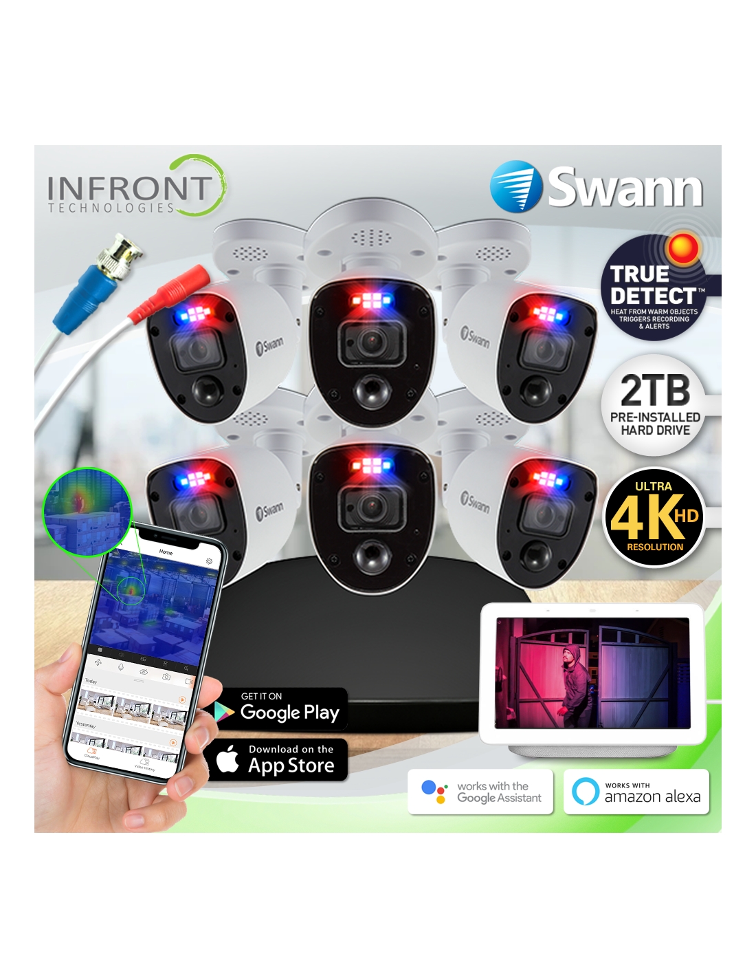 Swann Enforcer 6 Camera 8 Channel 4K Ultra HD DVR Home CCTV Security System