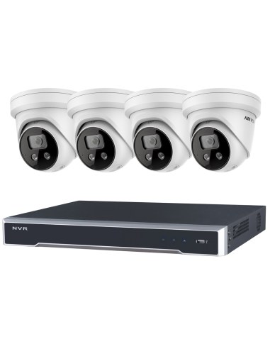 Hikvision 6MP 4CH Hikvision CCTV Kit: 4 x Outdoor Acusense Turret Cameras + 4CH NVR