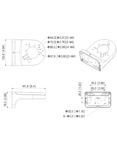 Wall Mount Camera Bracket - VSBKTB205W-EVSBKTB205W-E