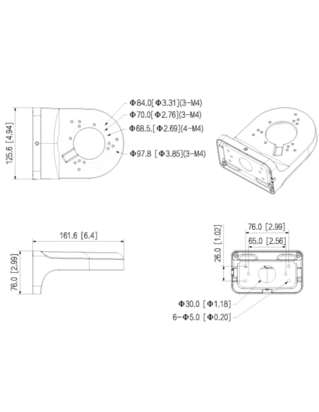 Wall Mount Camera Bracket - VSBKTB205W-EVSBKTB205W-E