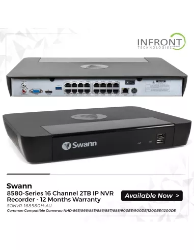 Swann 12MP 16-Channel NVR Recorder 2TB - SONVR-168580H-AU