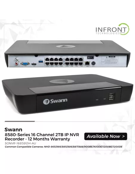 Swann 12MP 16-Channel NVR Recorder 2TB - SONVR-168580H-AU Swann 12MP 16-Channel NVR Recorder 2TB - SONVR-168580H-AU