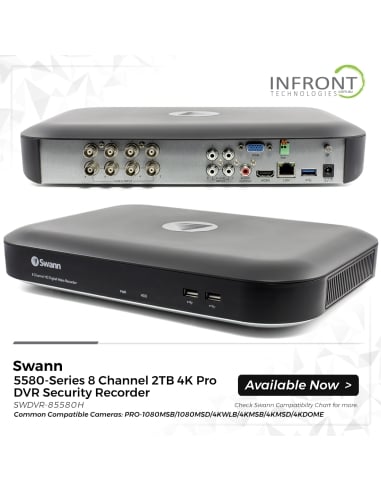 Swann 8 Channel 2TB HDD 4K Ultra HD BNC Connection DVR 5580 Series - SWDVR-85580H