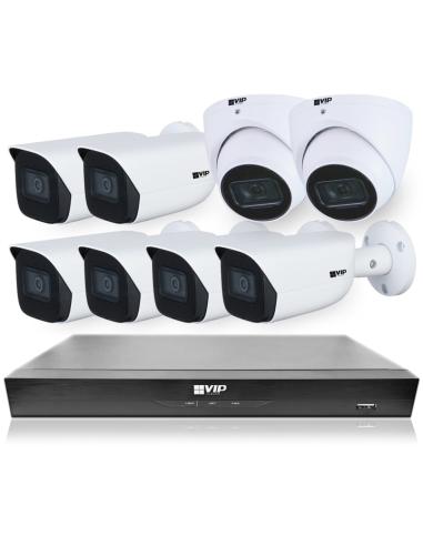 VIP Vision 8MP 8100 Series 8Ch AI IP NVR 2TB 6xBIRG + 2xDIRG Fixed Lens Cameras (8x8)
